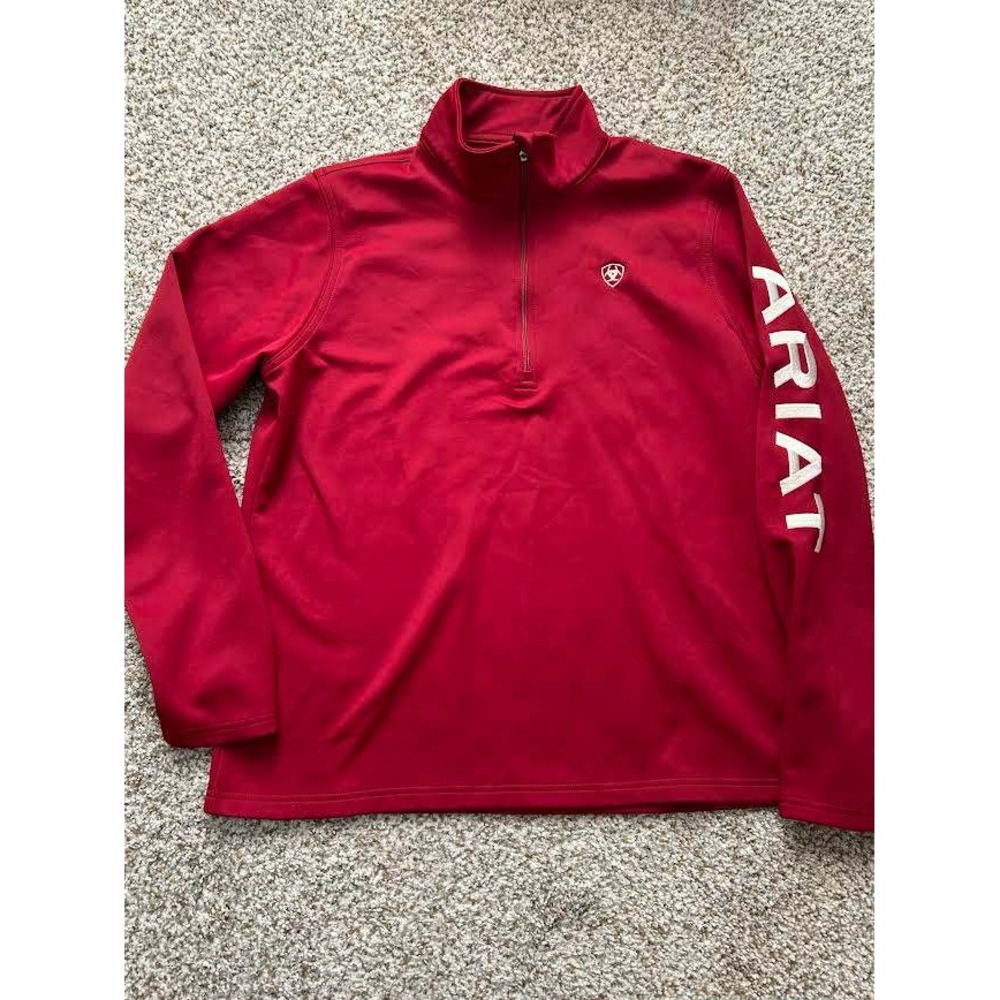 Ariat Tek Team Mid States SMU 1/4 Zip Sweatshirt Red Cold Series Mens Large
